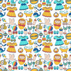 Baby icons Hand drawn doodle vector set