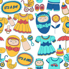 Baby icons Hand drawn doodle vector set