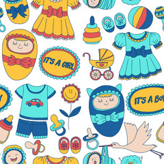 Baby icons Hand drawn doodle vector set