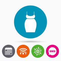 Fototapeta premium Pregnant woman dress sign icon. Maternity symbol