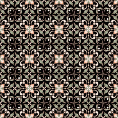 Decorative colored seamless texture on black background.