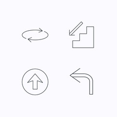 Arrows icons. Upload, repeat linear signs.