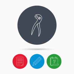 Dental pliers icon. Stomatological forceps tool.
