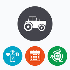 Tractor sign icon. Agricultural industry symbol.