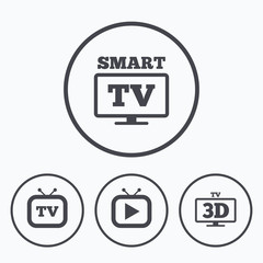 Smart 3D TV mode icon. Retro television symbol.