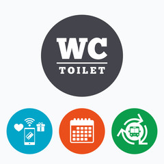 WC Toilet sign icon. Restroom symbol.