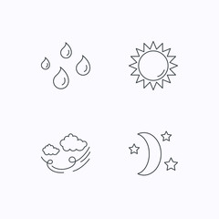 Weather, sun and wind icons.