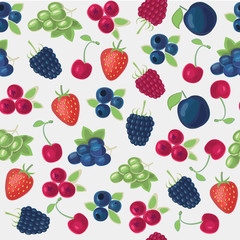  Seamless pattern of different kinds of berries 