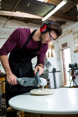 Carpenter working on his craft