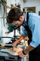 Carpenter working on his craft