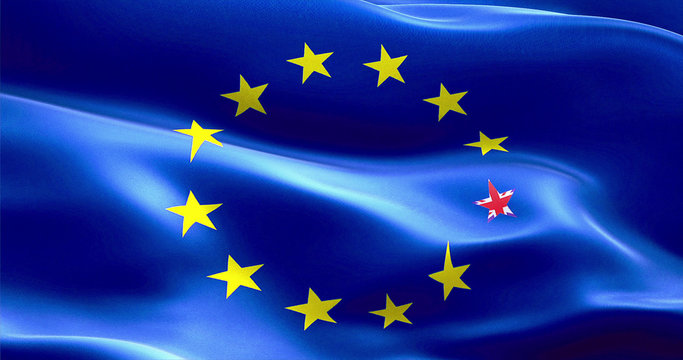 brexit united kingdom england flag star on european flag