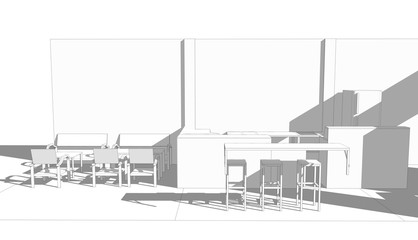 monotone 3d sketch design coffee shop and cafe
