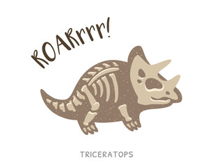 Cartoon triceratops dinosaur fossil. Vector illustration © penguin_house