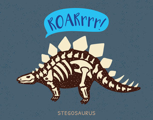 Cartoon stegosaurus dinosaur fossil. Vector illustration © penguin_house