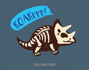 Cartoon triceratops dinosaur fossil. Vector illustration © penguin_house