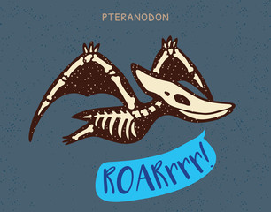 Cartoon pteranodon dinosaur fossil. Vector illustration © penguin_house