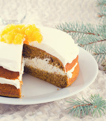 Pumpkin cake with jam, Christmas decoration