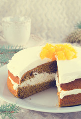 Pumpkin cake with jam, Christmas decoration