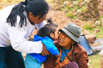 Aymara family - three generations of women