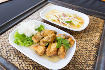 Fired Snapper fish with fishsource