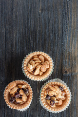 Fototapeta na wymiar Maple Caramel Cashew Nut Tarts