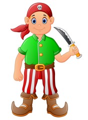 Cartoon pirate holding knife