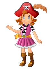 Cartoon lady pirate presenting