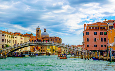 view of the grand canal in italian venice with a cupola of church of san simeone piccolo © dudlajzov