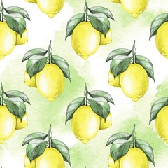 Lemons. Watercolor seamless pattern 3