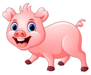 Cartoon happy pig isolated on white background
