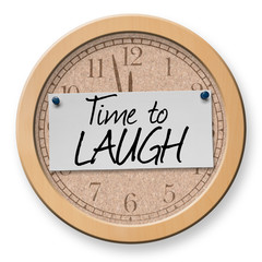 Time to Laugh text on clock bulletin board sign