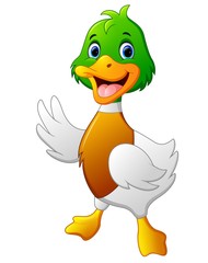 Cute baby duck waving hand