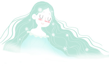 Creative Illustration and Innovative Art: Winter Fairy, Season Goddess - Letter Paper Background. Realistic Fantastic Cartoon Style Artwork Scene, Wallpaper, Story Background, Card Design
