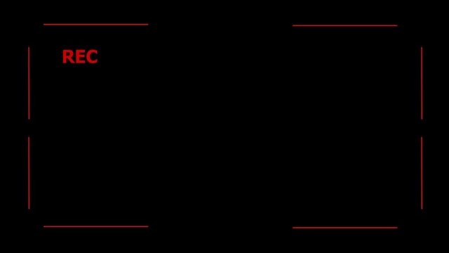 The viewfinder of a consumer-grade camcorder. Computer-generated, simple lines and shapes.