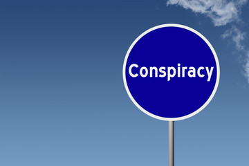Sign with text Conspiracy on sky background