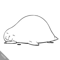 funny cartoon cute fat Navy seal vector illustration