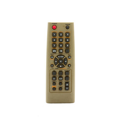 Old remote control for television isolated on white