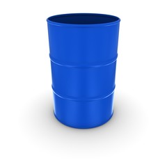 Plain Blue Oil Drum with Open Lid Isolated 3D Illustration