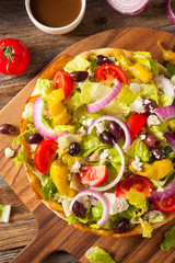 Homemade Greek Salad in a Bread Bowl