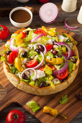 Homemade Greek Salad in a Bread Bowl