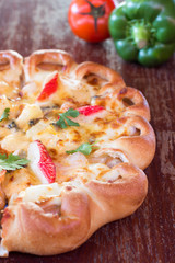 Pizza seafood topped with shrimp