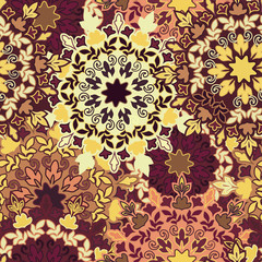 Seamless round ornament pattern for printing on fabric or paper.