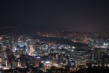 Fototapeta na wymiar Seoul city landscape night panorama