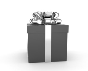 gift box with bows isolated on white. 3d rendering.