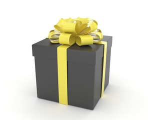 gift box with bows isolated on white. 3d rendering.