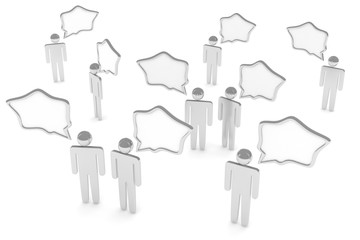 people with talk bubbles isolated over a white background. 3d rendering.