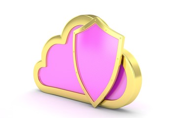 cloud and shield, cloud security concept. 3d rendering.