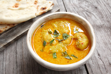 Indian naan bread with curry