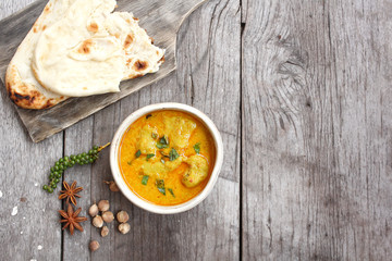 Indian naan bread with curry