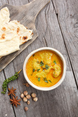 Indian naan bread with curry